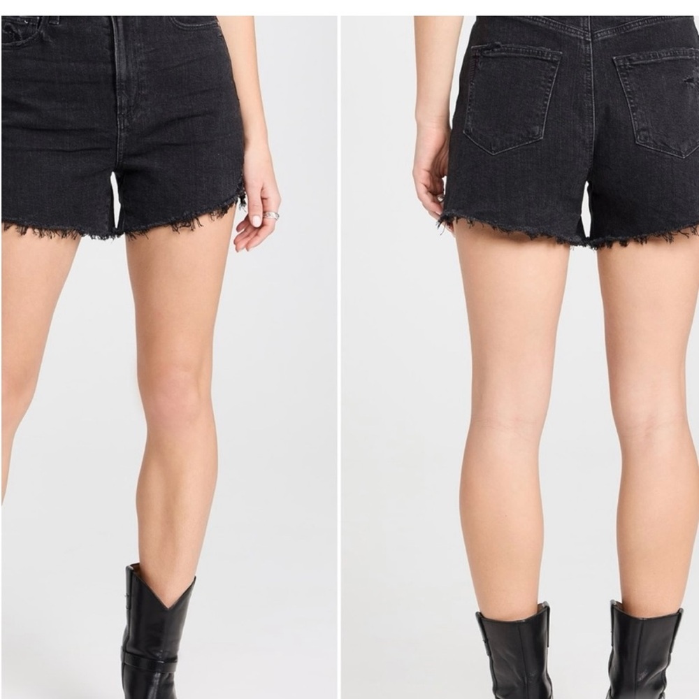 Paige Black Distressed Denim Shorts